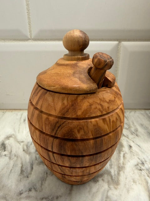 Olive Wood Honey Pot and Dipper