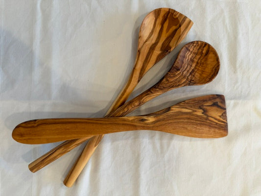Olive Wood Set of 3 Cooking Utensils