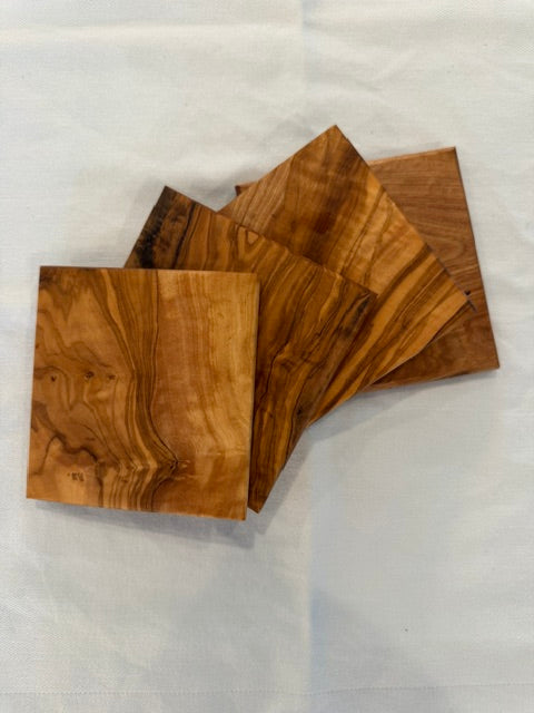 Olive Wood Square Coasters - Set of 4