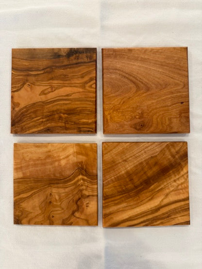 Olive Wood Square Coasters - Set of 4